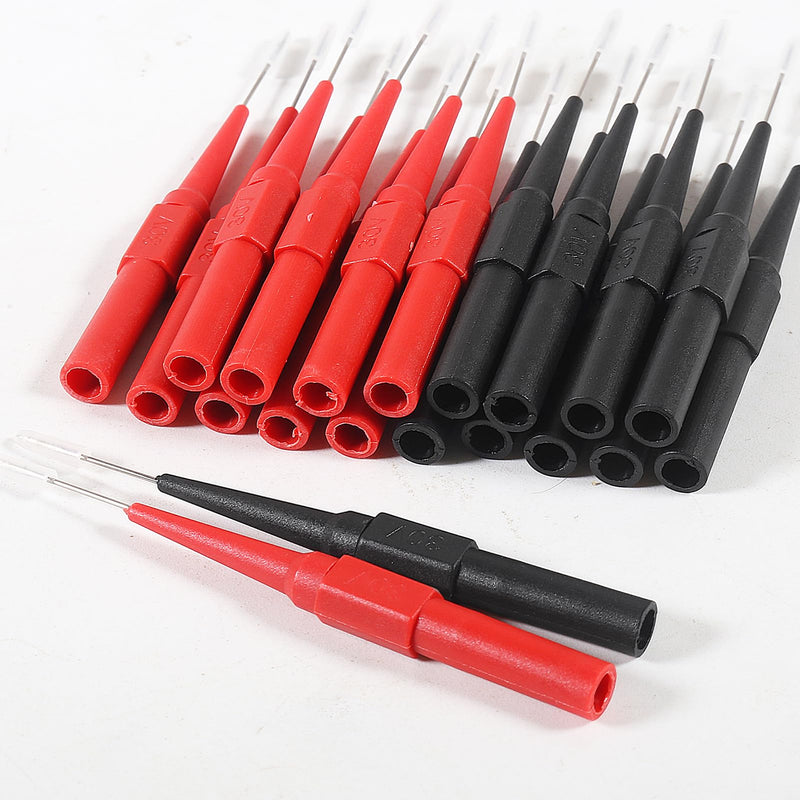 [Australia - AusPower] - 20Pcs 0.7mm Back Probe Kit with 4mm Banana Socket Non-Destructive Insulation Wire Piercing Needles Multimeter Test for Probes Automotive Testing Tools 