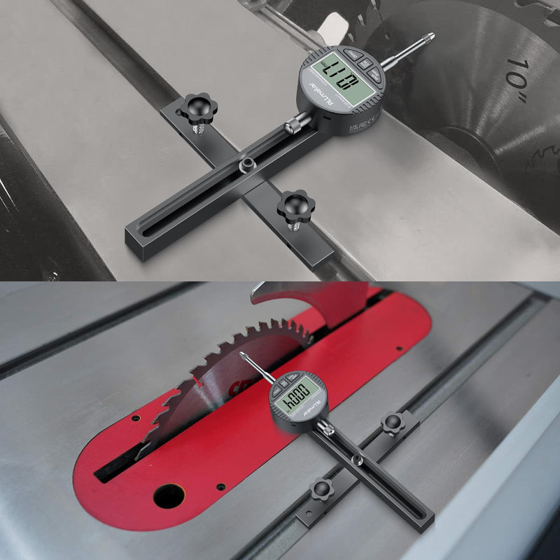 [Australia - AusPower] - ALLmeter Direct Chute Digital Table Saw Gauge with 0.0005" Precision Dial Indicator, CNC Anodized Aluminum Bar for Saw Blade Fence Alignment, Router Arbor Runout Calibration 