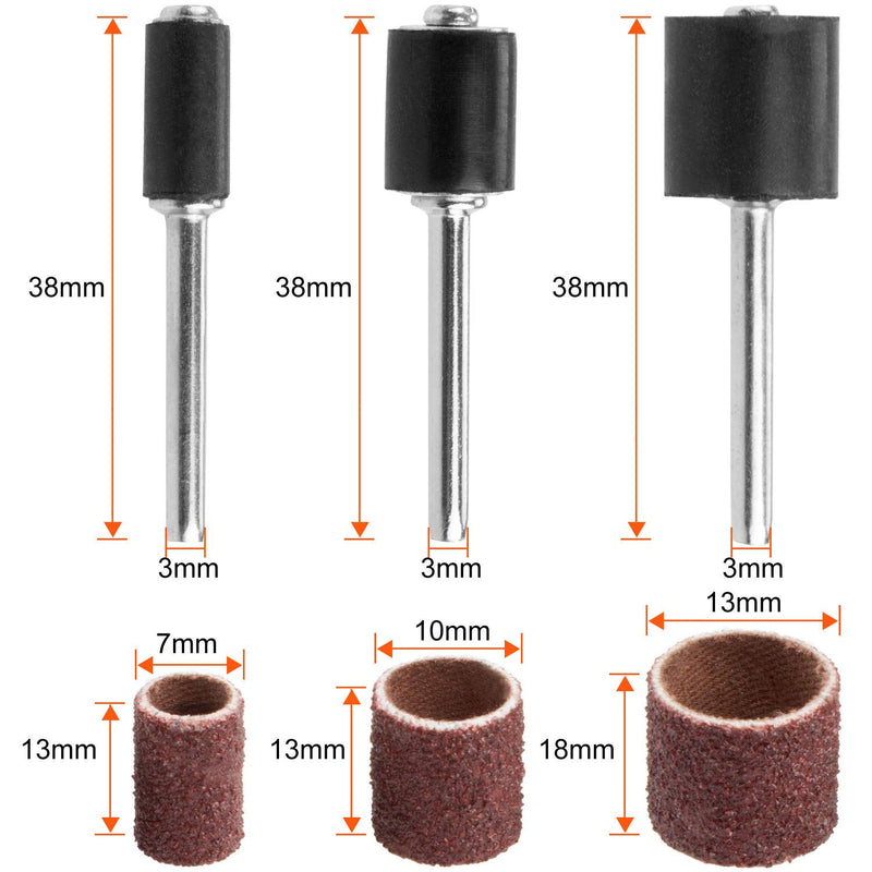 [Australia - AusPower] - Starvast 338 Pieces Sanding Drum with Plastic Box, Consisting of 329 Sanding Belts and 9 Drums, Drill Chuck 1/2 Inch, 3/8 Inch, 1/4 Inch for Dremel Rotary Tools 