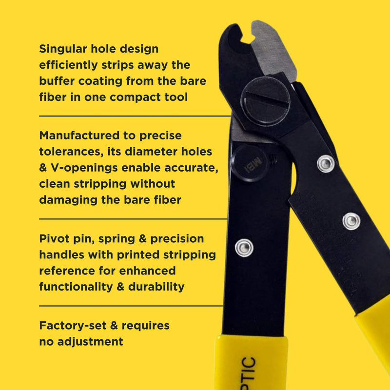 Miller FO 103-S Series Single Hole Fiber Optic Stripper for Working Technicians and Electricians, Safe Cable Tool with V-Shaped Opening, Easily Portable Wire Strippers, 2.72 Ounces
