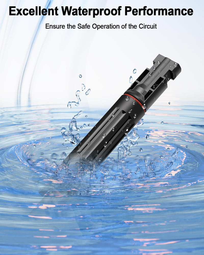 25A -1000V Solar Fuse Holder Inline with 5PCS Male and Female Connector, Weatherproof and Fire-Safe PV in-Line Fuse, 10PCS Black