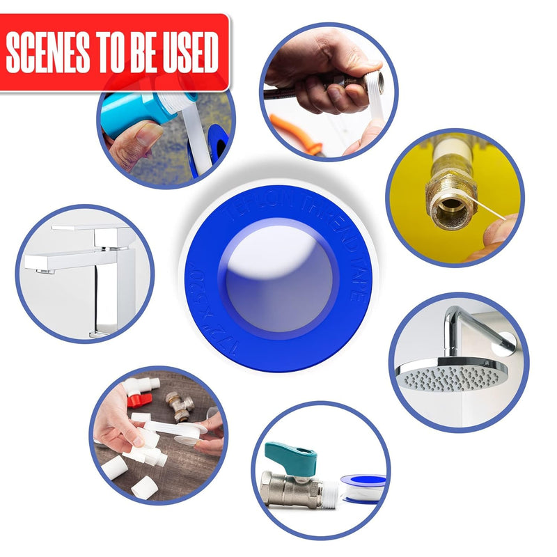 [Australia - AusPower] - Extra Long Teflon Tape 1/2 Inch(W) X 520 Inches(L) - Plumbers PTFE Tape – Thread Seal - Perfect for Shower Heads and Pipe - Home Plumbing Pipe Sealing - Sealant Tape 