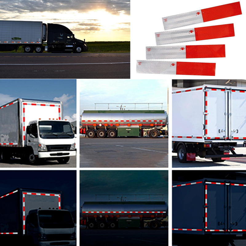 Reflective Tape 2" X 150 Feet Red/White High Intensity Safety Caution Warning Grade Self-Adhesive Waterproof Conspicuous Trailer Reflector - for Cars,Trucks,Trailers,Boats,Signs,Helmet,Mailbox