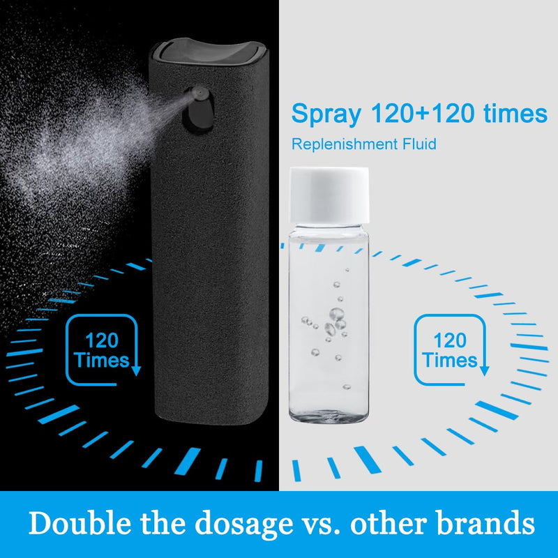 [Australia - AusPower] - Screen Cleaner Touchscreen Mist Spray, walrfid Cleaning Kit for Electronic Smart Phone TV, Laptop, Tablet, PC, Computer LCD Flat Screens, Eyeglasses, Compatible with iPhone iPad MacBook Pro - Black Safety Black 