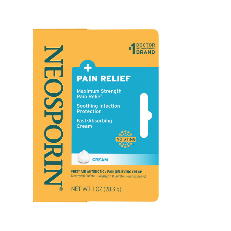 [Australia - AusPower] - Neosporin + Maximum-Strength Pain Relief Dual Action Cream, First Aid Topical Antibiotic & Analgesic Cream for Wound Care of Minor Cuts, Scrapes & Burns, Polymyxin B & Pramoxine HCl, 1 oz Original 1 Ounce 