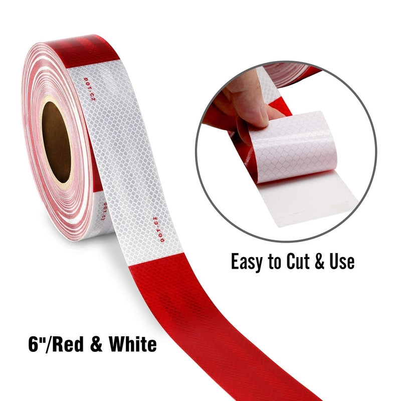 SEVEN SPARTA DOT-C2 Reflective Safety Tape 2 Inch x 200 Feet Red/White Conspicuity Tape for Vehicles, Trailers, Boats, Signs (200 FT) 200 FT Red and White