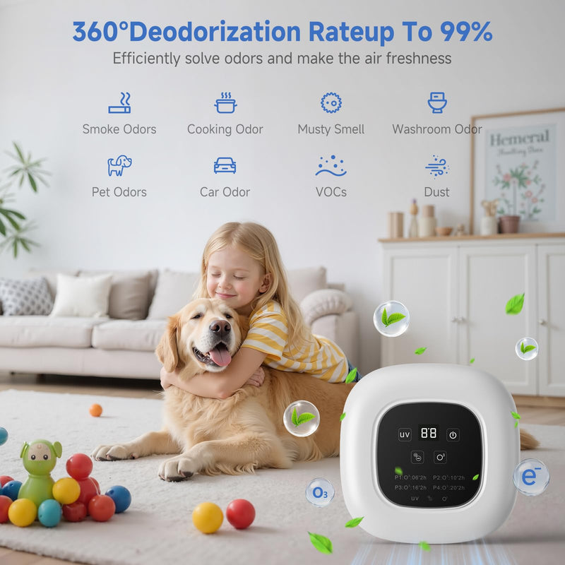 [Australia - AusPower] - Air Purifier Ozone & Negative Ion 99% Odor Eliminator for Pet,Cat Litter Deodorizer,Dog Poop Odor Removal | Plug-In Air Ionizer Ozone Generator Air Purifier for Home, Pets, Cars,Bedroom-White 