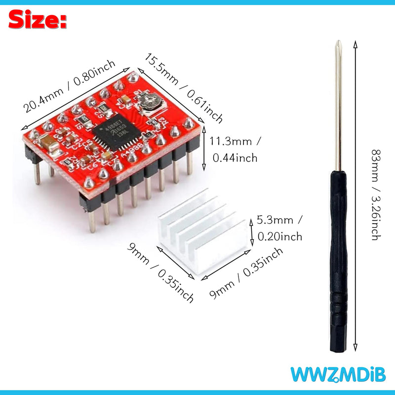 [Australia - AusPower] - A4988 Stepper Motor Drive with Heat Sink for Arduino, 3D Printer, CNC Machine or Robotics (3Pcs A4988) 3pcs A4988 