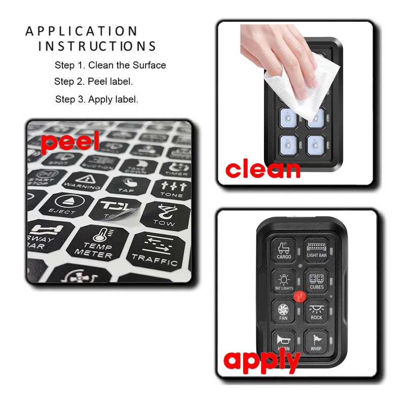 Littversions Hexagon Vertical 200 Pcs AC DC 6/8/12 Gang Switch Control Panel Labels Marine Boat Car Truck RV ATV Camper BA80 GA80 BB80 GB80 BC60 GC60 AR800 AR-820 RC800 RA80 X2