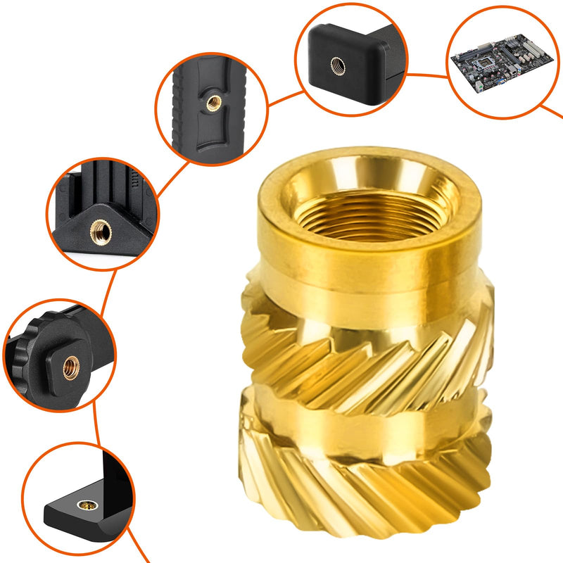 [Australia - AusPower] - M3 Threaded Inserts, M3 x 6mm x 5mm Metric knurled Nuts, 3D Printing Brass Nuts Female Threaded Inserts Brass Heat Set Insert Embedment Nut, 100 PCS 