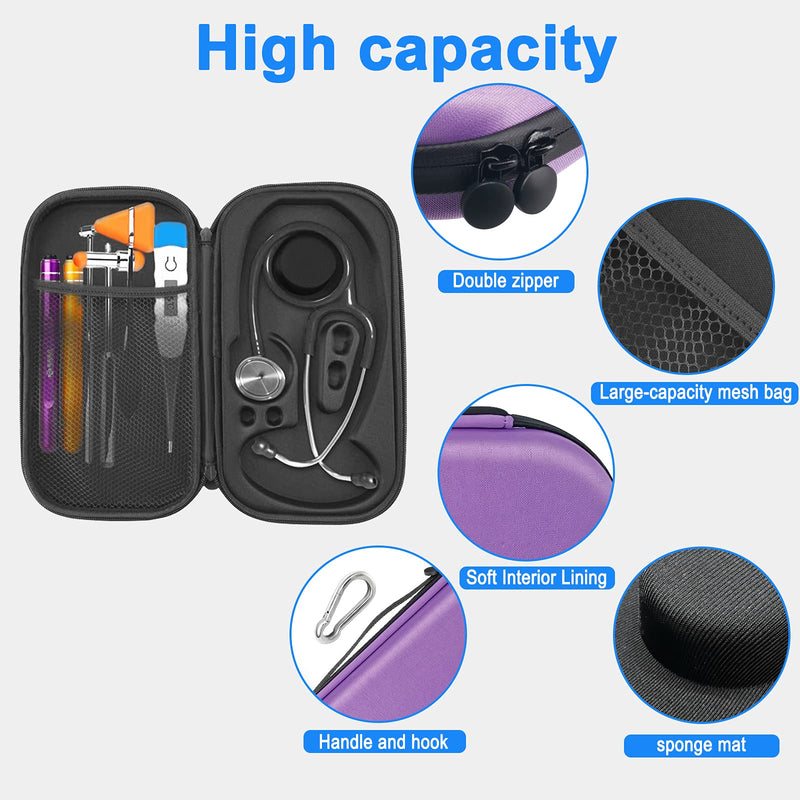 [Australia - AusPower] - Carrying Stethoscope Case,Shockproof Travel Portable Stethoscope Bag Compatible with 3M Littmann Stethoscope Fit for Nurses,Doctor and Medical Students(Purple) Purple 