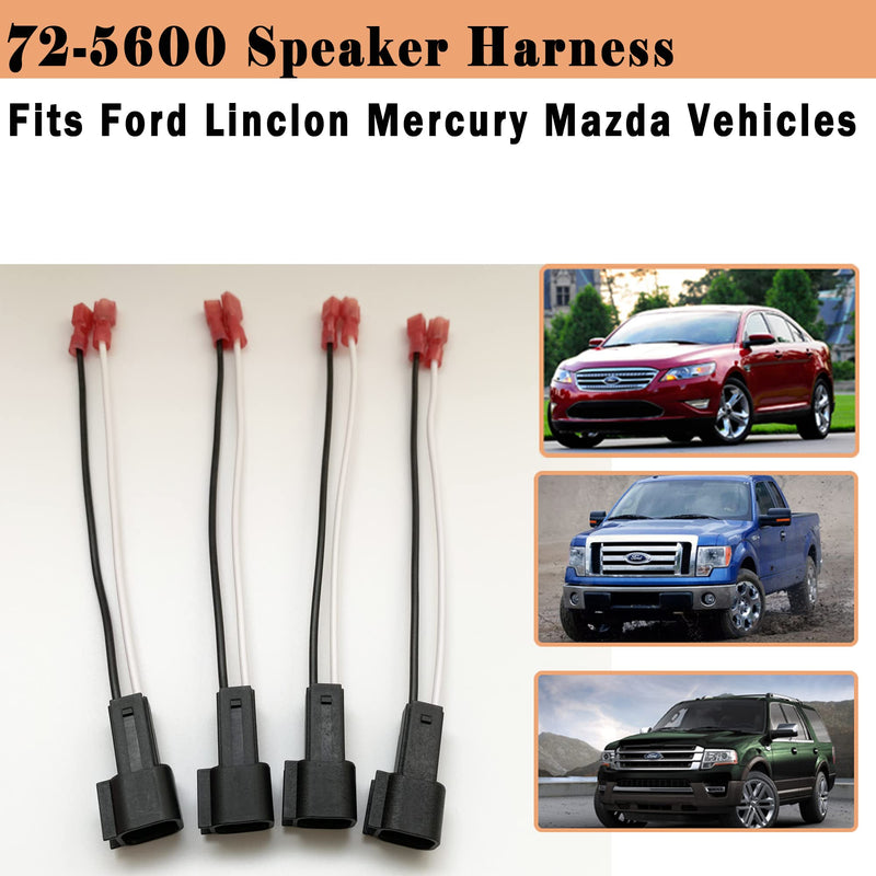 [Australia - AusPower] - 4 Pack 72-5600 Speaker Harness Replacement for Ford Speaker Wire Harness Adapter Replacement for Ford F150 F250 Escape Mustang Lincoln Mercury Mazda Speaker Wiring Harness Adapter 4 