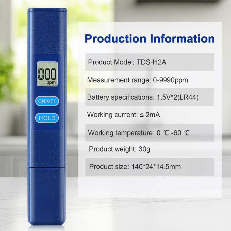 [Australia - AusPower] - 2025 New Portable Digital TDS Water Meter - 0-9990 ppm Water Quality Tester for Drinking Water, Farming, Aquariums,Pools&RO-RODI Systems 