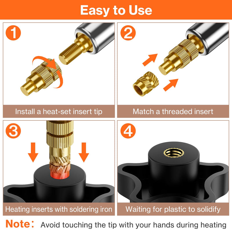 Preciva M3 Threaded Inserts Set, 360Pcs Heat Set Bolts Nuts with M3 Insert Tip and 60W Digital Soldering Iron, for 3D Printer Parts or Plastic Parts