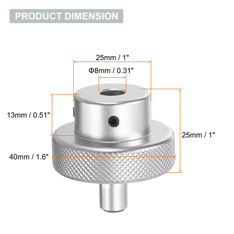 [Australia - AusPower] - HARFINGTON Aluminum Alloy Handwheel 40mm OD 8mm Bore Lathe Hand Wheel with Rotate Handle Aluminum Milling Machine Handle with Wrench and 2pcs Screws for Milling Machine Lathe, Silver Tone 40mm x 8mm 