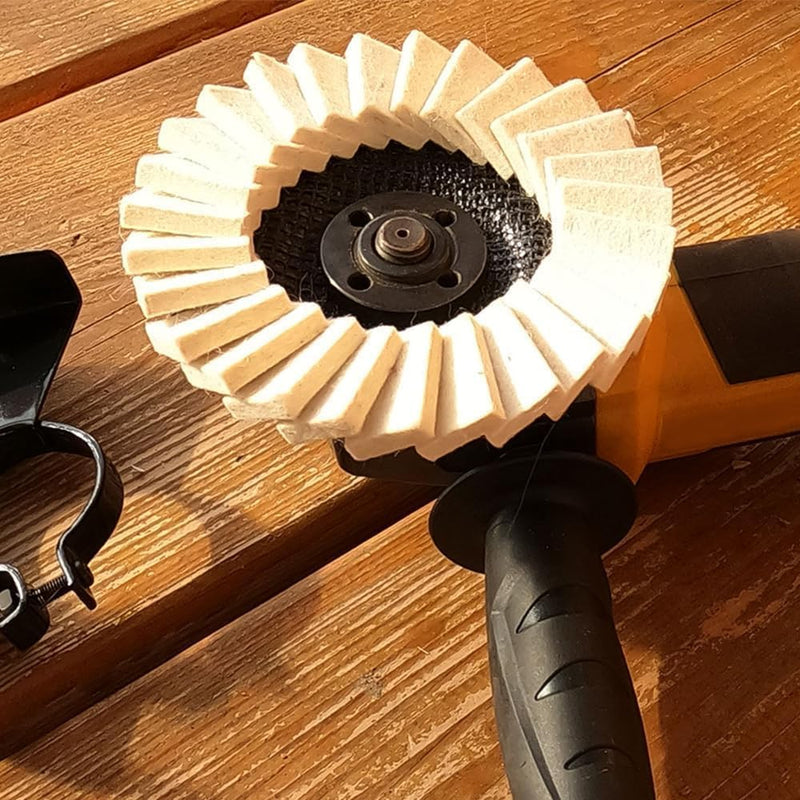 [Australia - AusPower] - Pack of 5 Polishing Discs 125 mm x 22.2 mm, Felt Shine Polishing Disc Felt Polishing Fan Disc Flex Polishing Disc for Polishing Attachment Angle Grinder for Grinding Polishing Paint Wood Stainless 