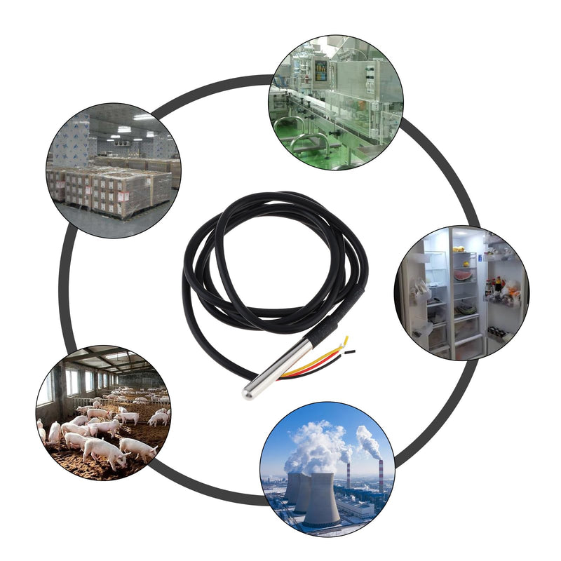 [Australia - AusPower] - 5Pcs DS18B20 Temperature Sensor 1M/3.28ft Waterproof Stainless Steel Digital Thermal Probe Sensor 