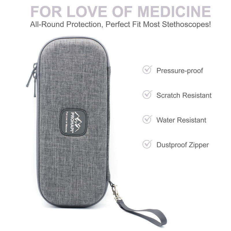 [Australia - AusPower] - Hard Stethoscope Case, Lightweight Thin Stethoscope Holder Storage Pouch for Littmann Classic III, Lightweight II S.E, Cardiology IV, MDF Acoustica Deluxe Stethoscopes Volcanic Grey 