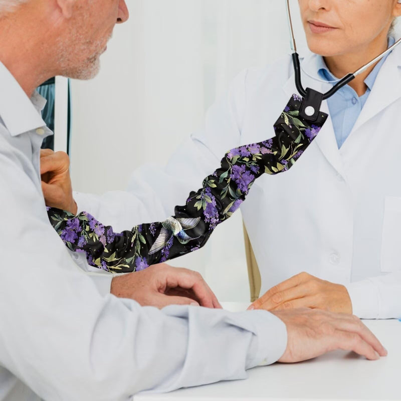 [Australia - AusPower] - Rnyleeg Lavender Hummingbird Stethoscope Covers for Nurses Black Stretchy Slim Looking Stethoscope Cover Sleeve Stethoscope Accessories 1 