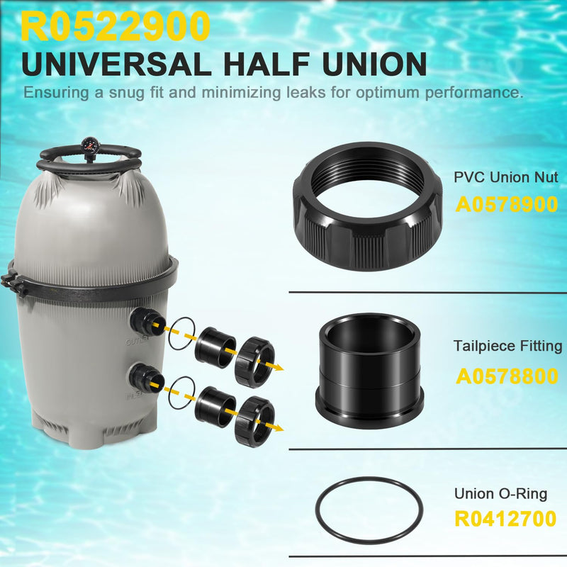 [Australia - AusPower] - R0522900 Universal Half Union Replacement Kit for Zodiac Jandy CV, CS, CL and DEV Series Pool and Spa Cartridge Filters 