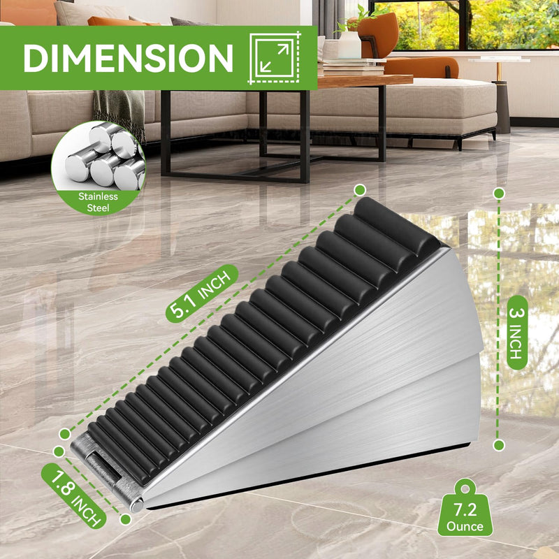 [Australia - AusPower] - Adjustable Heavy Duty Door Stopper, Spring Loaded with Holder, Tall up to 3 in Strongest Stainless Steel Doorstop for Bottom of Any Heavy Door Silver 