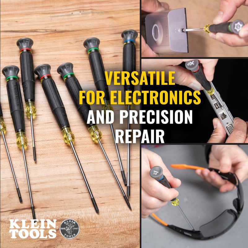 [Australia - AusPower] - Klein Tools 85617 Mini Precision Screwdriver Set, Slotted, Phillips, TORX, Cushion-Grip Handles, Ideal for Terminal Blocks, Electronics 8-Pc Phillips + Slotted + Torx Kit 