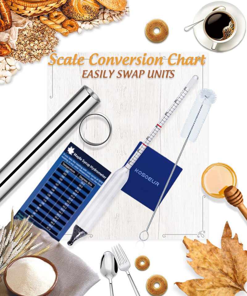 [Australia - AusPower] - Maple Syrup Hydrometer Test Cup Kit, Maple Sap Hydrometer With Stainless Steel Maple Syrup Equipment, Hydrometer for Maple Syrup with Baume, Brix Scale, Maple Syrup Supplies for Measures Sugar Content Maple Syrup Hydrometer Kit 