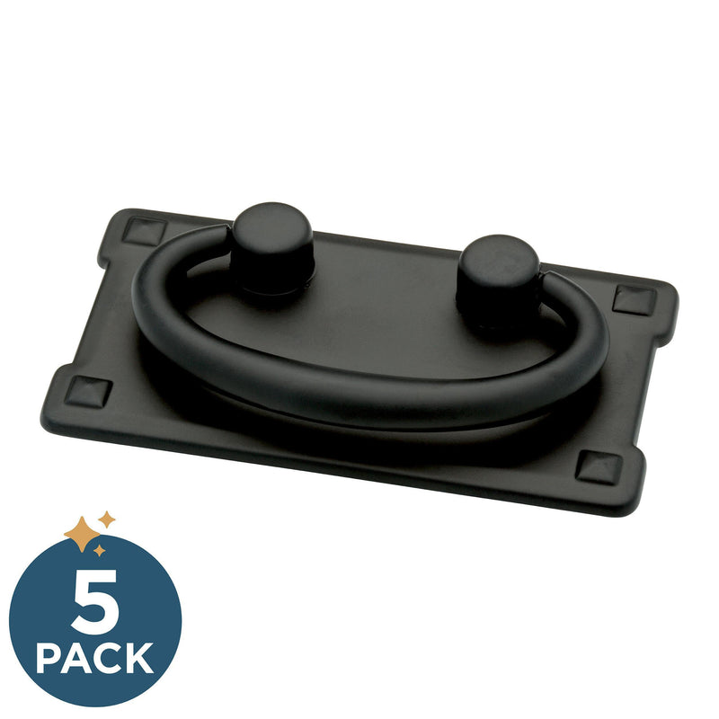 Franklin Brass (5-Pack) – Matte Black Cabinet Handles, 3 Inch Hole Center, Vintage Pulls for Drawers, Kitchen Cabinet Door, Dressers | Mission 3 Inch Center-to-Center, 5-Pack