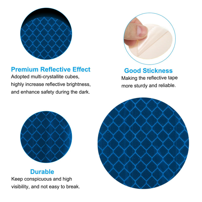PATIKIL Reflective Stickers, 30 Pcs Safety High Visibility Reflective Sticker Waterproof Driveway Reflectors for Bicycle, Motorcycle, Blue (Round) 5 x 5cm / 2 x 2 inch