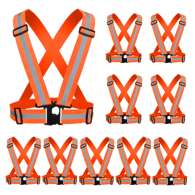 Reflective Vest, High Visibility Safety Vest Straps Reflective Gear for Night Running Walking Cycling for Men Women Kids Orange 10