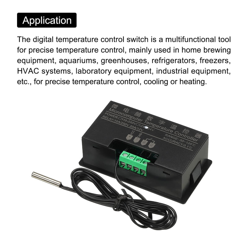 [Australia - AusPower] - MECCANIXITY 24V DC LED Digital Temperature Controller Thermostat Meter Heating Cooling -20 to 100°C W3230 Relay Output with NTC Temperature Probe Waterproof DC24V 