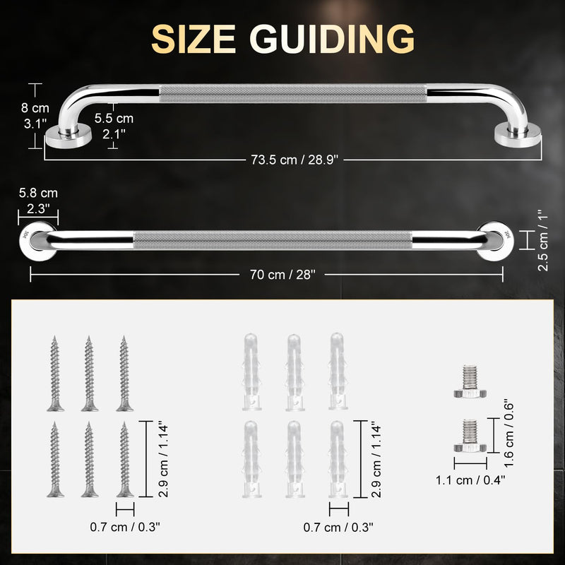 supregear Grab Bars for Bathtubs and Showers, Anti Slip Bathroom Grab Bars for Seniors, 304 Stainless Steel Safety Shower Handle, Toilet Handicap Elderly Assist Bathroom Wall Handle, 28 inch