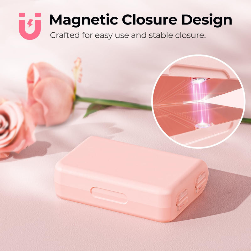 [Australia - AusPower] - AUVON Daily Pill Organizer Fit with Your Purse or Pocket, Compact Travel Pill Box Case with Slim Folding Design and Long-Lasting Hinges to Hold Vitamin, Fish Oil, Supplement or Jewelry(Pink) Bright Pink 
