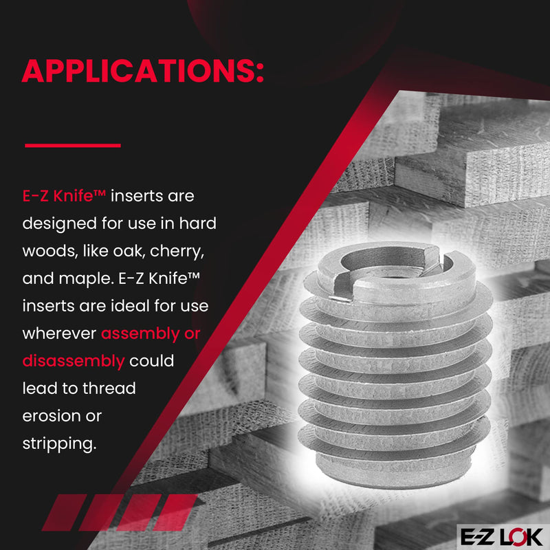 E-Z Lok 400-4-CR 400-4 Threaded Insert, Stainless Steel, 0.500" L, Knife Thread, 1/4"-20 Internal Threads, 0.625", 18-8 Stainless Steel (Pack of 10)