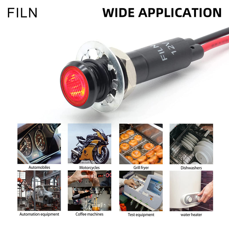 [Australia - AusPower] - 5Pcs 8MM (5/16'') Indicator Light led indicator light 12V 24v Metal Pilot Lamp Light Black Anodized Waterproof ip67 Red Signal Lamp light(12V-Black Anodized-Red 5Pcs) Red-5pcs 12V-24V-Black Anodized 