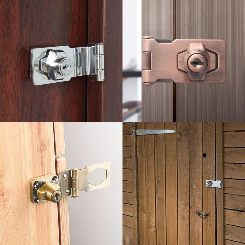 [Australia - AusPower] - 4 Pcs Keyed Hasp Locks 2.5 Inch Twist Knob Keyed Locking Hasp, Metal Safety Hasp Latches Keyed Different for Small Doors, Cabinets (Black) Black 