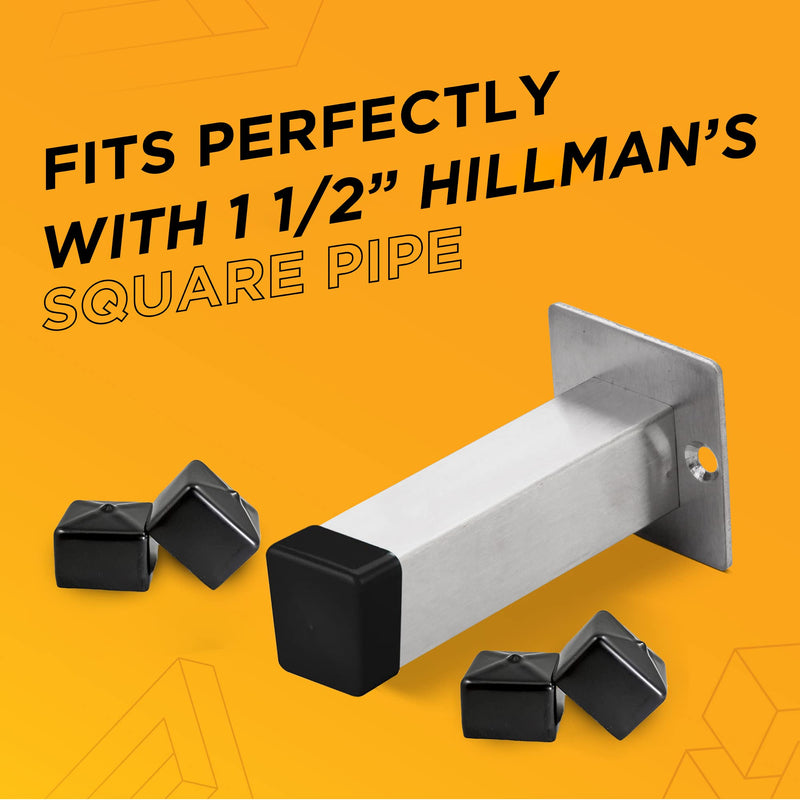 [Australia - AusPower] - Made in USA Prescott Plastics 1 1/2” - 1.5" Square Rubber Hole Plugs, Vinyl End Caps, Black Rubber Cover for Metal Tubing, Fences, Rubber Caps for Glide Protection from Chairs and Furniture (4 Pack) 1.5" 4 Pack 