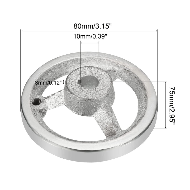 [Australia - AusPower] - PATIKIL 80mm/3.15 Inch Diameter Rotary Handwheel, 1 Pack Cast Iron Chrome Plated with Handle for Many Types of Milling Machines and Lathes, Silver Tone 3.15 Inch 