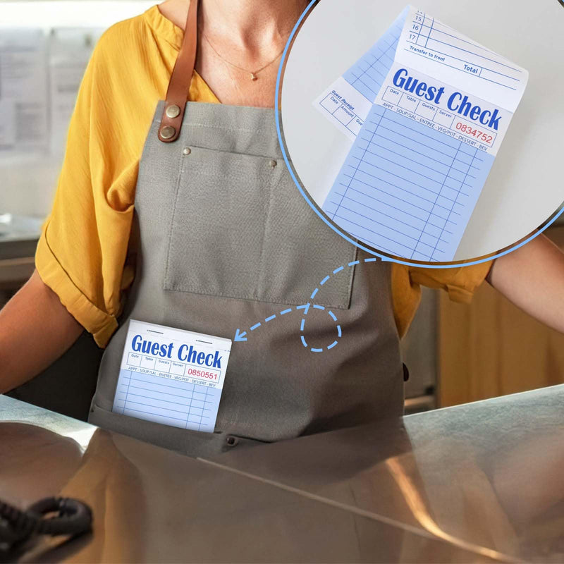 [Australia - AusPower] - Guest Check Books for Servers, 5 Pack of EP-3632-1 Server Note Pads, Thick Server Paper with Guest Receipt, Waitress Notepads - 250 Orders Total (Blue, 6.75"x3.5") 