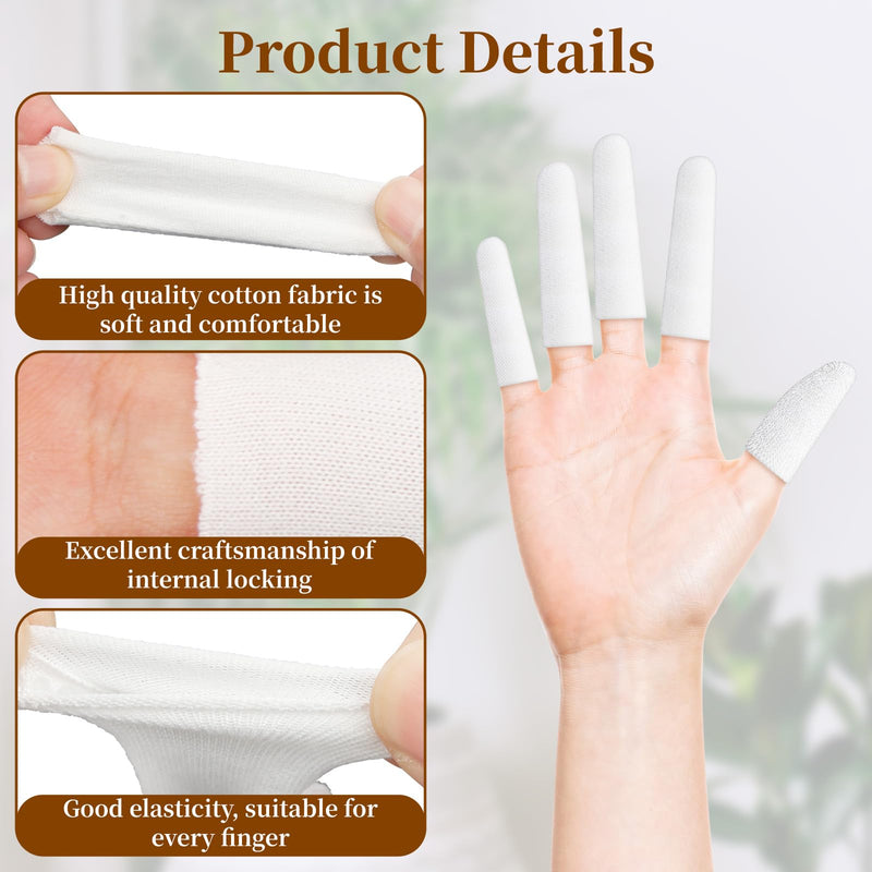 [Australia - AusPower] - 200 pcs Cotton Finger Cots - Cloth Finger Cots Finger Toe Sleeves Fingertips Protective Cover, White Finger Cots Finger Protectors, Thumb Protector for Finger Tips Comfortable and Breathable(White) 