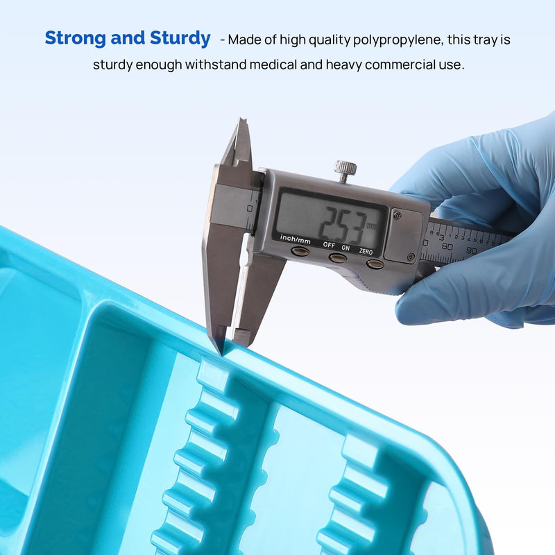 [Australia - AusPower] - JMU Dental Instrument Trays Autoclavable Plastic Divided Separate Trays 13.25" x 9.75" Size B, Dental Setup Trays, Sky Blue 1 