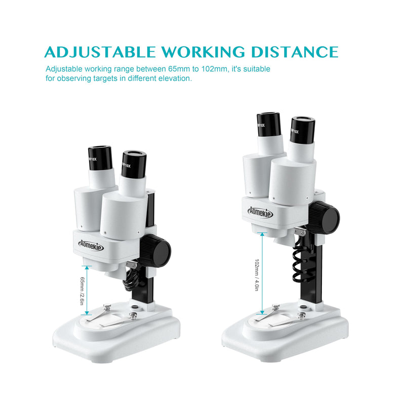 Aomekie® Microscope 20X 50X with 10Pcs Slides Insect Specimen Stereo Microscope with WF eyepieces LED Light Source Portable Stereoscope 12Pcs Mineral specimens
