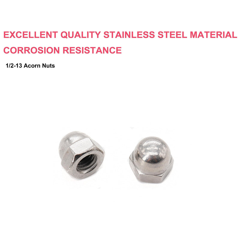 [Australia - AusPower] - SAE 1/2-13 Acorn Nuts, 10 Pieces, 304 Stainless Steel, Plain Finish SAE 
