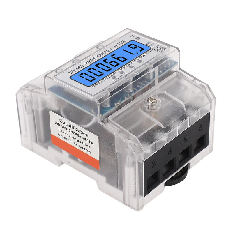 [Australia - AusPower] - 3 Phase 4 Wire Energy Meter, Energy Meter 3 Phase 4 Wire Backlit LCD Display DIN Rail Installation Electricity Meter 10 to 100A 230 400VAC, Ammeters 