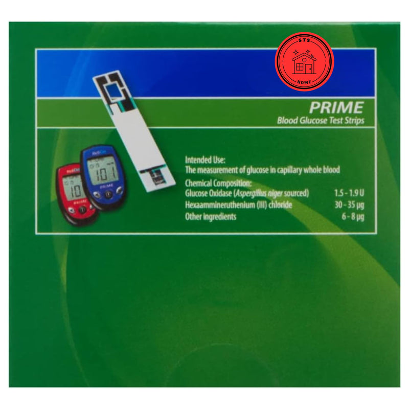 [Australia - AusPower] - Prime Blood Glucose Test Strips | Blood Glucose Test Strips | Test Strips for Diabetes | Blood Sugar Test Strips | Diabetic Test Strips | Prime Test Strips 100 Count + STS Sticker. 100 Count (Pack of 1) 