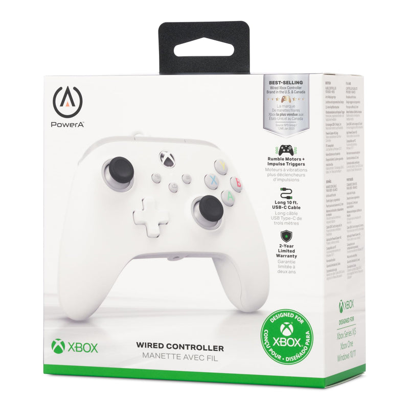 [Australia - AusPower] - PowerA Wired Controller for Xbox Series X|S - White, gamepad, video game / gaming controller, works with Xbox One 