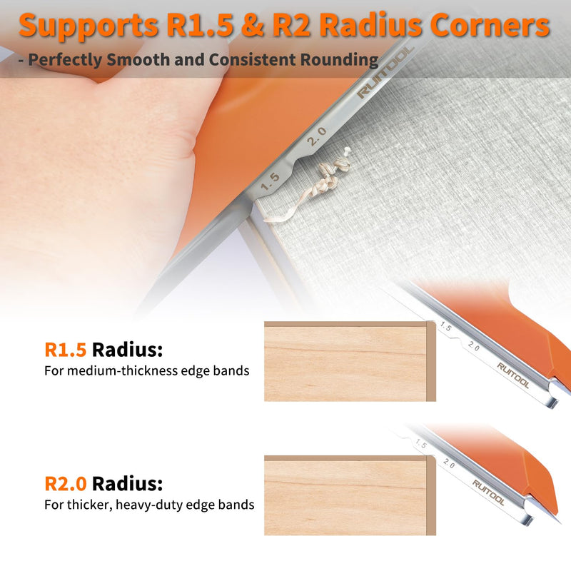 [Australia - AusPower] - RUITOOL Edge Banding Trimmer with Sharp Stainless Steel Blades and Ergonomic Grip, Suitable for Veneer, PVC, and ABS on Straight, Curved, and Chamfered Edges 