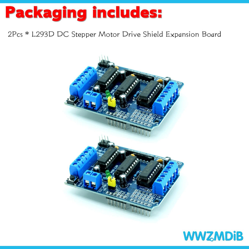 [Australia - AusPower] - 2Pcs L293D DC Stepper Motor Drive Shield Expansion Board for Arduino Raspberry Pi DIY Experiments 