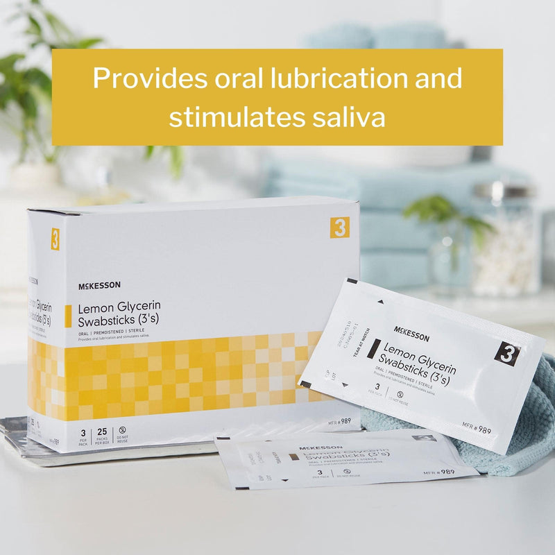 [Australia - AusPower] - McKesson Lemon Glycerin Swabsticks, Sterile, Oral Swab Stick, 25 Count, 1 Pack (25 ct) 