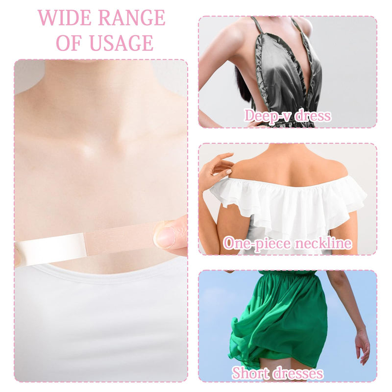 6 Rolls Double Sided Fashion Tape with Dispenser, Clear Body Tape for Skin, Clothing Tape to Keep Clothes in Place, Invisible Fabric Hem Tape for Dress Bra Women (19.6 Ft)